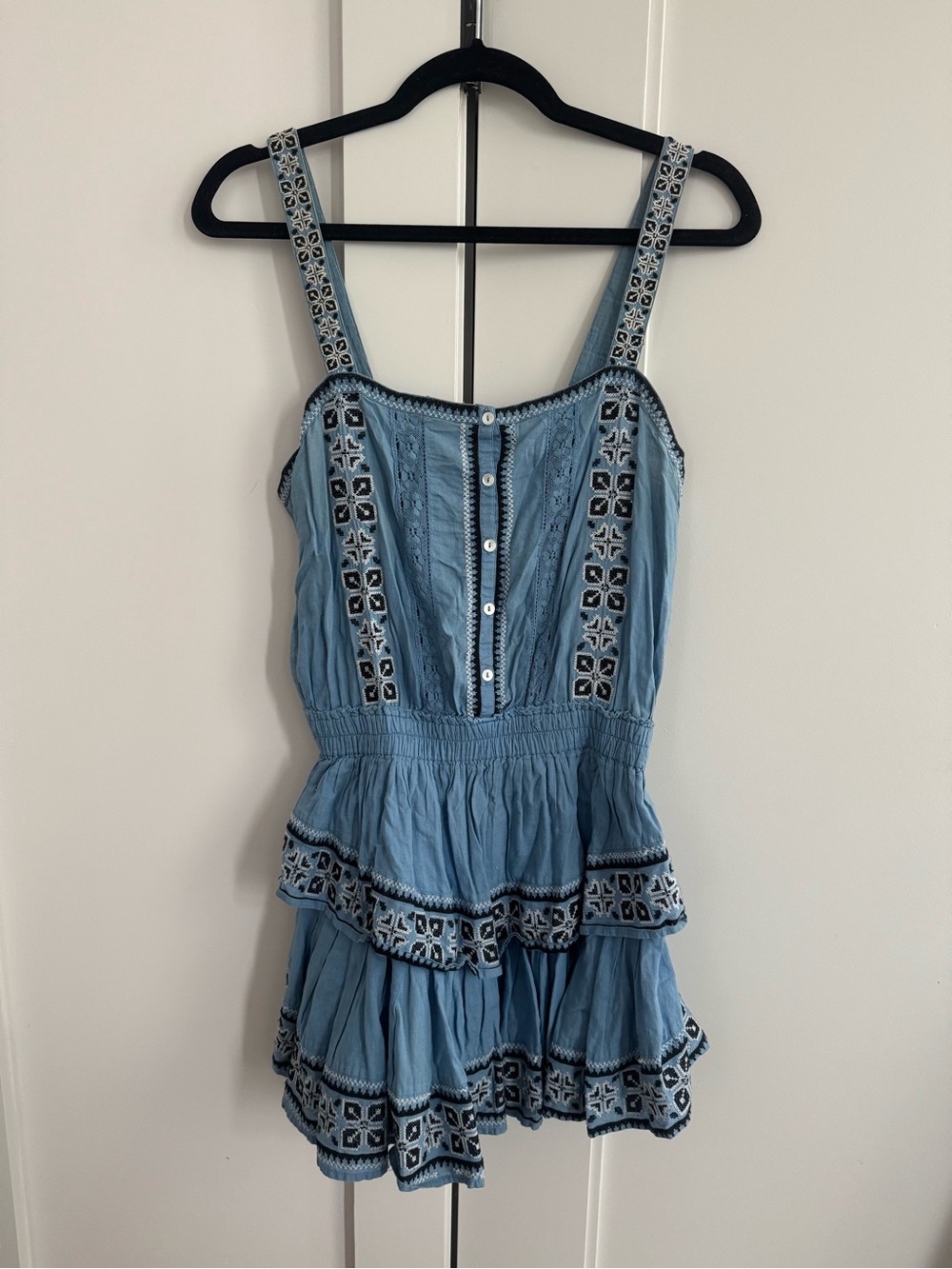 LoveShackFancy Blue Embroidered Mini Dress - Picture 3 of 3